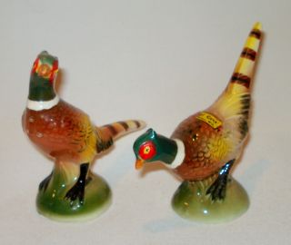 Vintage Ucagco Ring Neck Pheasant Salt And Pepper Shakers - Ceramic Birds Japan