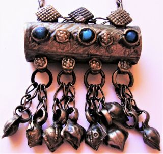 Kuchi Jingle Bells Necklace Afghan Chain Boho Pendant Tribal Vtg Ethnic Jewelry