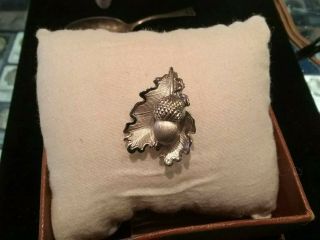 Sterling Silver Acorn Brooch Pin 925 Vintage Jewelry Tree Nut Leaf