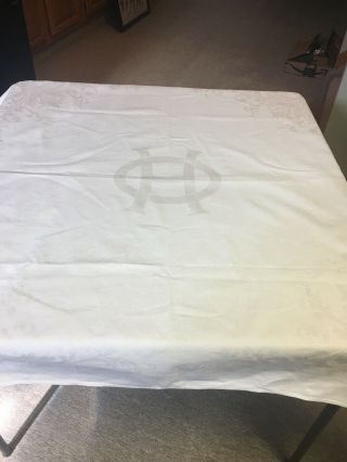 Vintage White On White Tablecloth 44” X 44” In The Oxford Hotel Denver,  Co