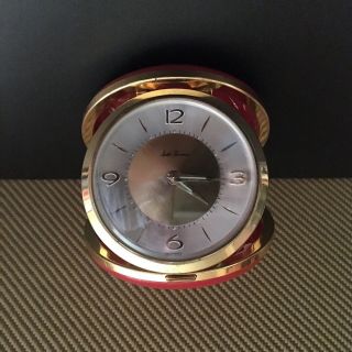 Vintage Red Seth Thomas German Clamshell Travel Alarm Clock