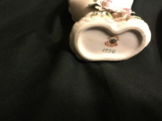 VINTAGE LEFTON DOUBLE HAND VASE RING HOLDER PINK porcelain 1790 5