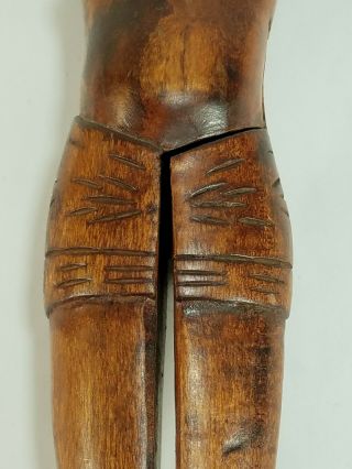 Vintage Folk Art Naughty Nelly Carved Wood Nutcracker Tribal Barware Mid Century 5