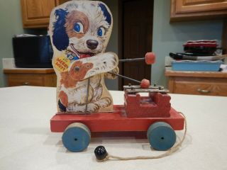 VINTAGE 1949 FISHER PRICE 473 MERRY MUTT PULL TOY 3