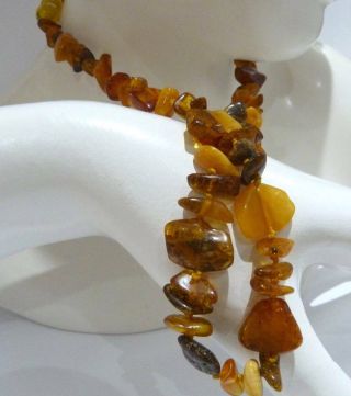 Vintage Egg Yolk Butterscotch Amber Bead Necklace Amber Bead Clasp 11.  91gms,