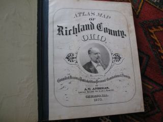 1873 Atlas of Richland County Ohio Mansfield Hand Color Maps Litho View 3
