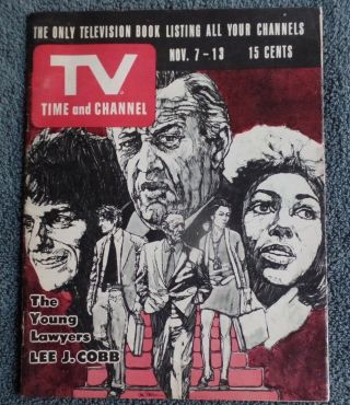 Vintage 1970 Tv Time & Channel Guide The Young Lawyers Lee J.  Cobb Cover Story