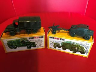 Vintage Airfix 6 X 6 Truck And Field Gun & Tractor H0 - 00 Ready Made Wih Boxes