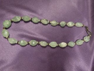 Vintage Sterling Silver Aqua Green Quartz Asymmetric Stone Necklace