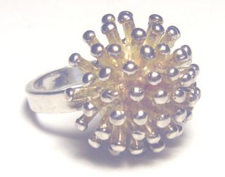 Vintage 925 Sterling Modernist Anemone Flower Ring Sz 7