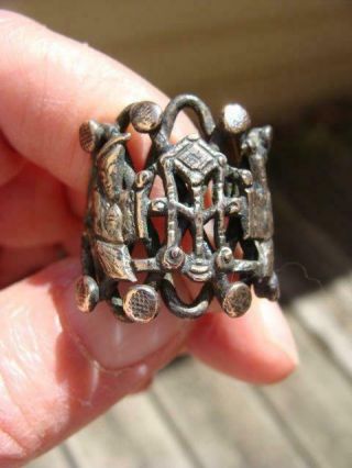 Vintage Brutalist Copper/brass Ring,  7 1/2 " Chinese?