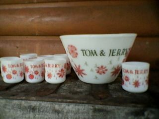 Vintage Tom & Jerry Christmas Punch Bowl Set W/8 Mugs