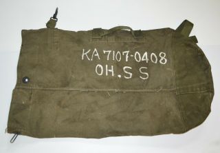 Vintage U.  S.  Military Duffel Bag Military Issue Heavy Army Green Canvas Rucksack