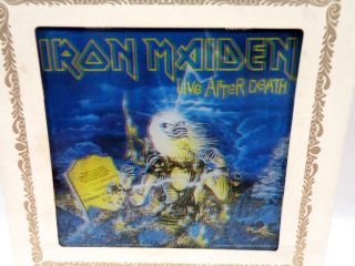 Vintage 1980 ' s Iron Maiden Live After Death Art Glass Double Print Error 4