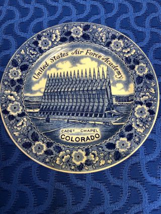 Vintage United States Air Force Academy Cadet Chapel Co Blue Plate 7” By Enco