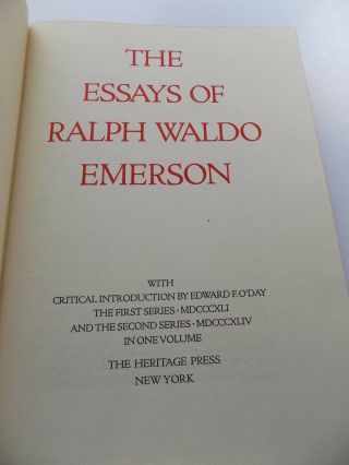 The Essays of Ralph Waldo Emerson: R.  W.  Emerson Heritage (1934,  Slipcase,  Sandglass) 3