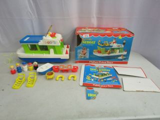 Vintage 1972 Fisher - Price Little People Play Family Houseboat 985 (complete)