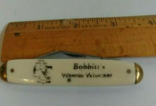 Novelty Knife Vintage " Bobbits Weenie Whacker " Pocket Knife Bear Hunter