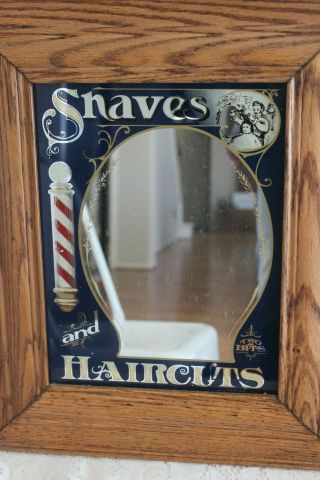 VINTAGE OLD TIME BARBER MIRROR SHAVES AND HAIRCUTS 2 BITS BY THE HENSLEY COMPANY 2
