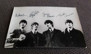 VINTAGE 1964 BEATLES PHOTO CARD SIGNED TO FAN BY LOUISE HARRISON GEORGE ' S MOTHER 2