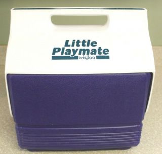 Igloo Vintage Little Playmate Flip Top Push Button Cooler Purple Teal Print