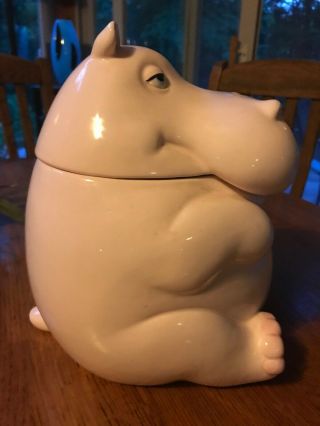 1980 Vintage Fitz And Floyd Hippo Cookie Jar - Adorable Collectors Item