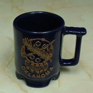 Vintage Frankoma Ceramic Oklahoma Coffee Mug In Blue