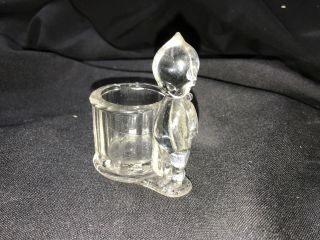 Vintage Kewpie Toothpick Holder ? Clear Glass 2