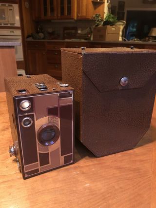 No.  2a Beau Brownie Box Camera And Case Kodak Usa