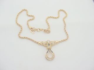 Vintage Christian Dior Rhinestone Necklace Gold Tone