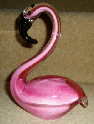 Vintage Mid - Century Murano Art Glass Pink Flamingo