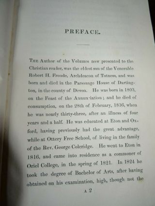 1838 - 39 REMAINS OF THE LATE REVEREND RICHARD HURRELL FROUDE PARTS I - II 4 VOLS ^ 3