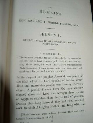 1838 - 39 REMAINS OF THE LATE REVEREND RICHARD HURRELL FROUDE PARTS I - II 4 VOLS ^ 5