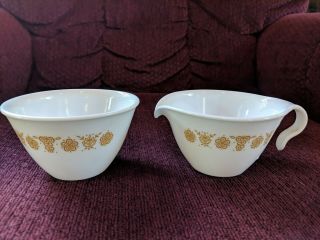 Vintage Corelle Butterfly Gold Sugar And Creamer Set