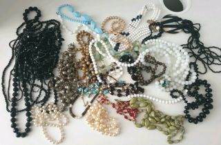 Vintage Gemstone Glass Bead Necklaces Jewellery Jewelry Car Boot Bundle Joblot