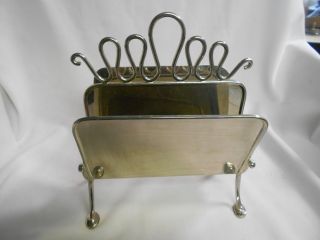 Vintage Large Chrome / Stainless / Metal Letter / Mail / Paper Holder Stand Rack