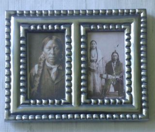 Vintage Picture Frame Holds 2 Photos 2x3 Looks Like Pewter Easel Back