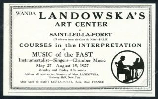 1927 Wanda Landowska Silhouette Art France Art Center School Vintage Print Ad