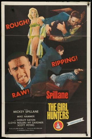Mickey Spillane The Girl Hunters Vintage 1963 Ff One Sheet Movie Poster