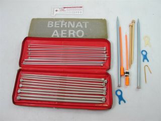 Vintage Bernat Aero Knitting Needles Set W/ Zipper Case