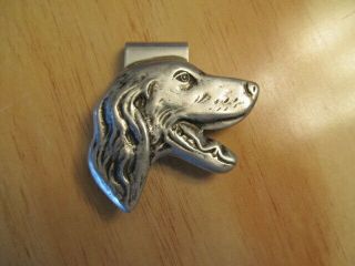 Vintage Silver Tone Money Clip With Dog Head Design By Bruce Fox