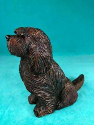 Vintage Wood Carving Of A Petit Basset Griffon Vendeen Dog,  Signed G.  Emory