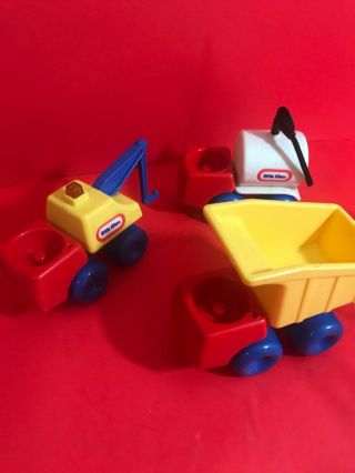 Vtg 3 Pc Little Tikes Chunkyle Toddle Tots Vehicles Gas Tow And Dump Truck