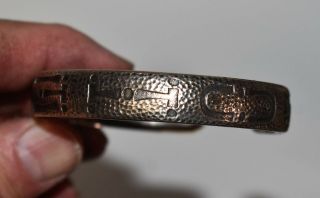 925 Sterling Silver Vintage J J White Wohelo Camp Fire Girls Cuff Bracelet 8.  5 "