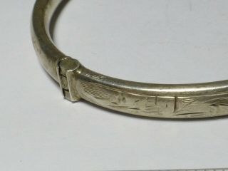 Vintage Sterling Silver Floral Engraved Bangle Bracelet 7.  5g 6cm b11 2