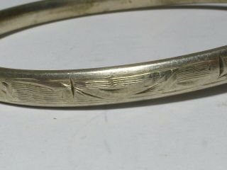 Vintage Sterling Silver Floral Engraved Bangle Bracelet 7.  5g 6cm b11 3