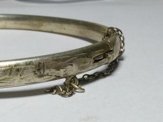 Vintage Sterling Silver Floral Engraved Bangle Bracelet 7.  5g 6cm b11 4