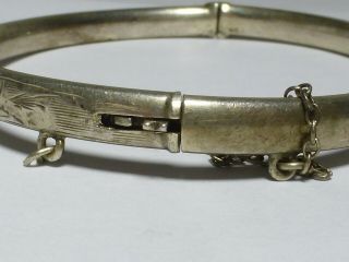 Vintage Sterling Silver Floral Engraved Bangle Bracelet 7.  5g 6cm b11 5