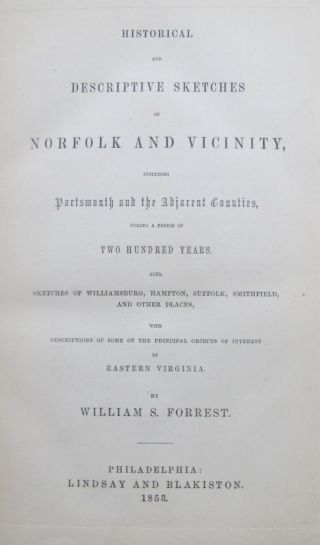 1853 Sketches of Norfolk,  Portsmouth,  Hampton,  Suffolk,  Smithfield Williamsburg 3