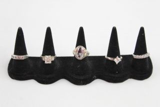 5 X Vintage.  925 Sterling Silver Cubic Zirconia Rings Inc.  Trilogy Set (19g)